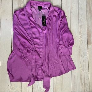 NWT/Worthington/purple/blouse/petite large/polyester